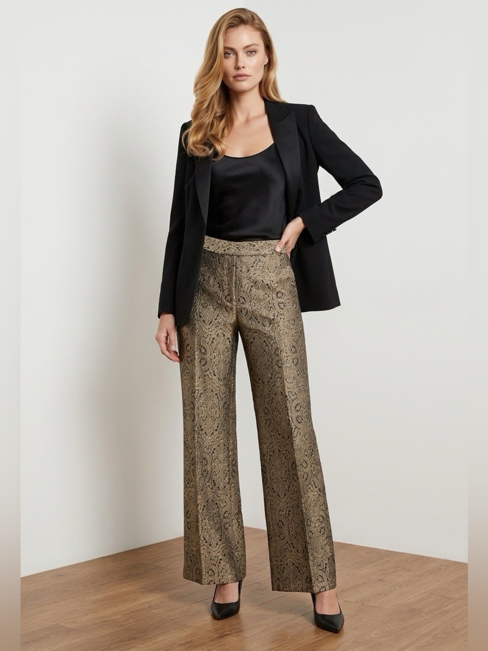 Identity By Lord & Taylor Gold Women's Tapestry Dress Pants Size 4